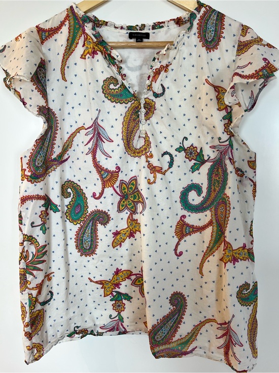 Talbots Tops - Talbots 100% Cotton Paisley Print Flutter Short Sleeves Hearts XL